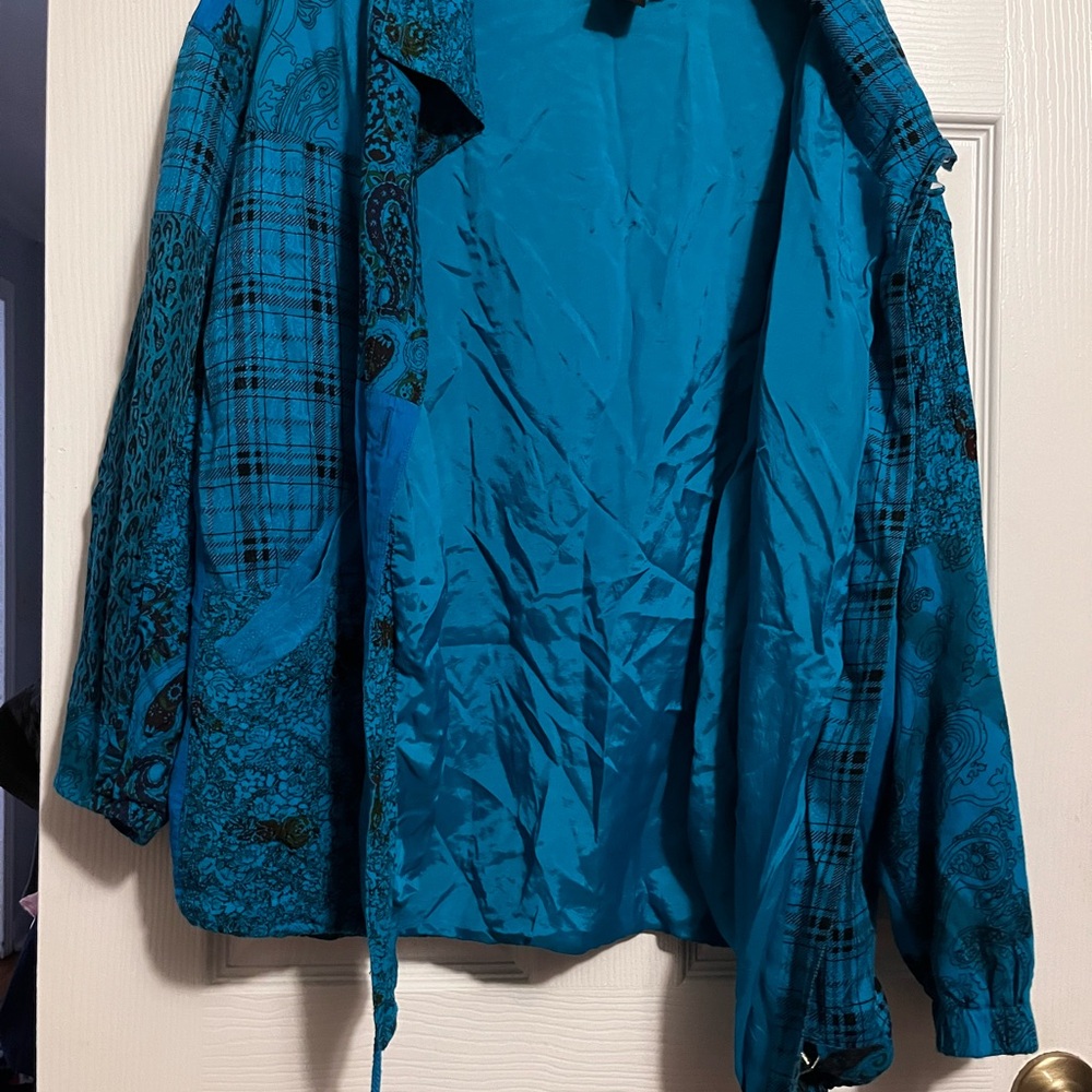 Carole Little Blue Patchwork Utility Jacket - image 3